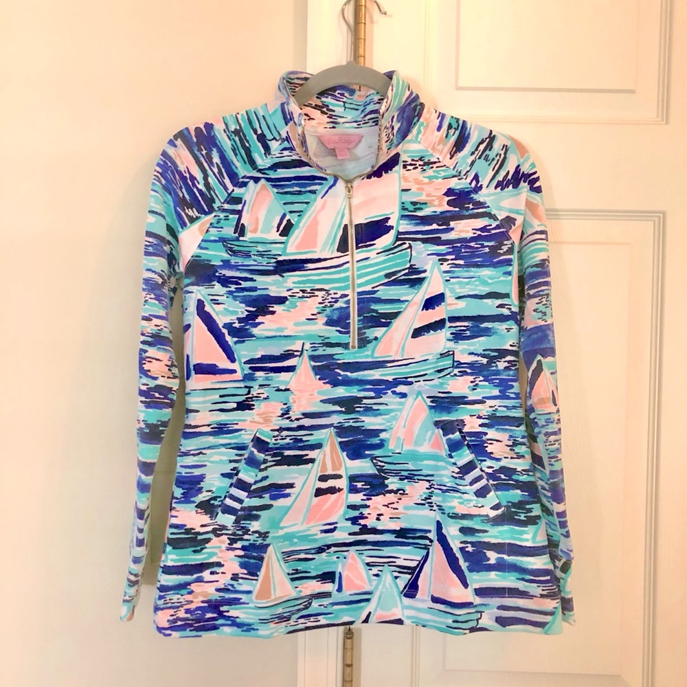“Pier Pressure” print Lilly Pulitzer Women’s XS 1/2 zip Popover